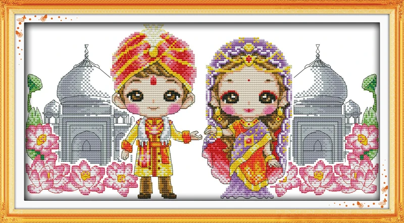 Indian baby cross stitch kit cartoon 14ct 11ct count print canvas stitching embroidery DIY handmade needlework