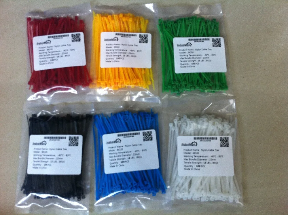 100 peças 2.5*100mm de largura 2.5mm colorido padrão de fábrica auto-travamento plástico nylon abraçadeiras, fio zip tie