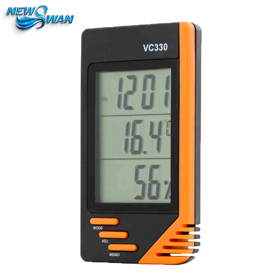 Portable Thermometer Hygrometer VC330 Temperature Humidiy Gauge Digital LCD Date Calendar Alarm Clock Display Hygrothermograph