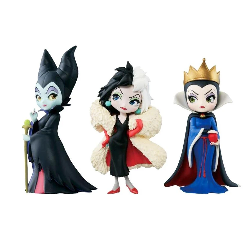 3 pcs/set Q posket Petit Villains set Descendants 2 Maleficent Cruella de Vil Queen action Figure model gift toys for children