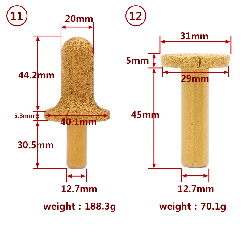 1 stücke 1/2 "Schaft Vakuum Gelötete Diamant Router Bits für Granit Marmor Router Cutter Profiling Schneiden Stein Rand gravur Werkzeuge – Detail 6