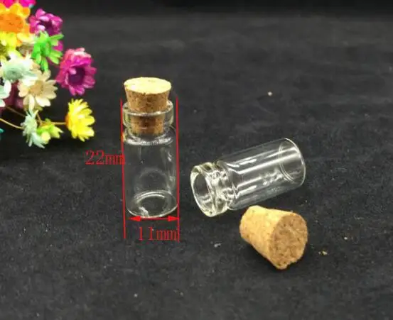 500pcs 11x22mm Mini Glass Bottle Vials Empty Sample Jars With Cork Stopper Glass Bottle Message Vial Weddings decor Wish Bottle