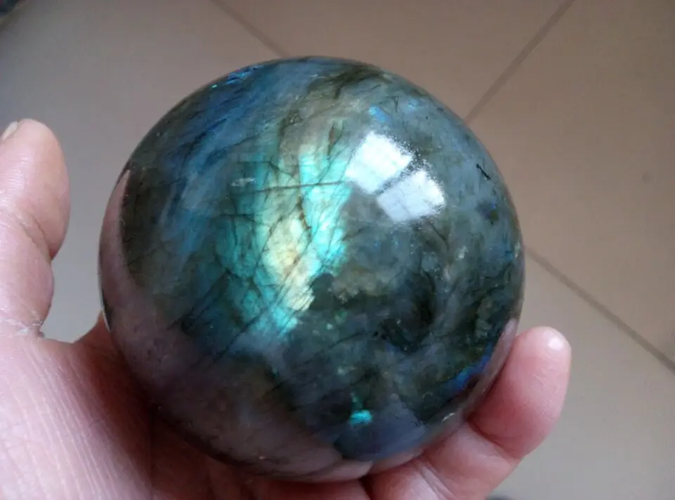 

2.95" (75mm) Natural Labradorite Great Shine / Fire Sphere Ball Healing