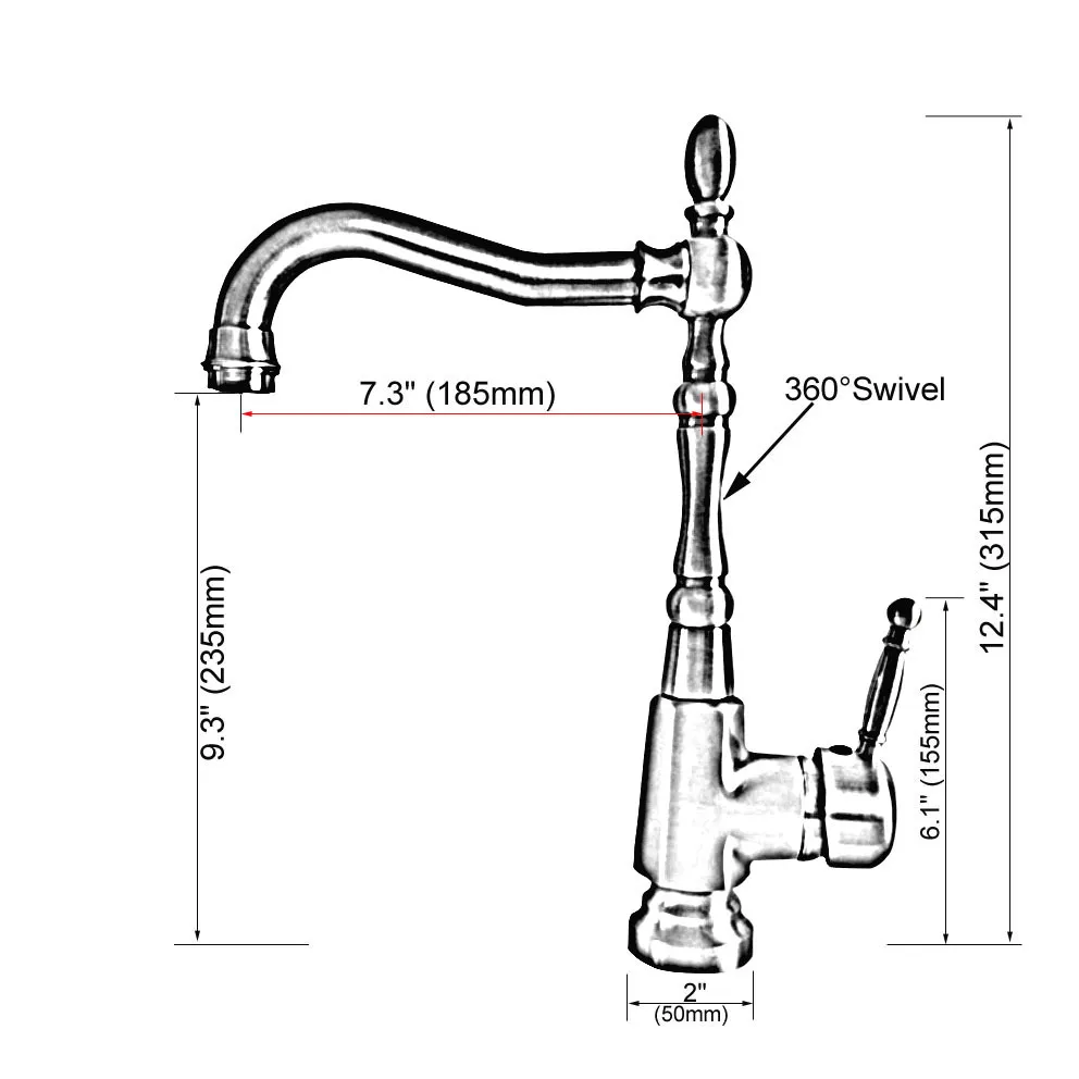 Bec pivotant en laiton chromé poli, un trou/poignée cuisine/Bar salle de bains, robinet d'évier chaud et froid robinet mitigeur anf925