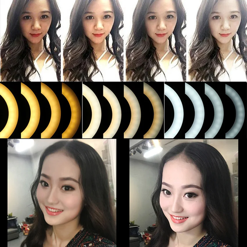 Nuovo LED Ad Anello Flash Luci con il Supporto per Iphone Xiaomi Huawei cellulari Samsung HA CONDOTTO LA Lampada Flash con Testa A Sfera per treppiede Blogger