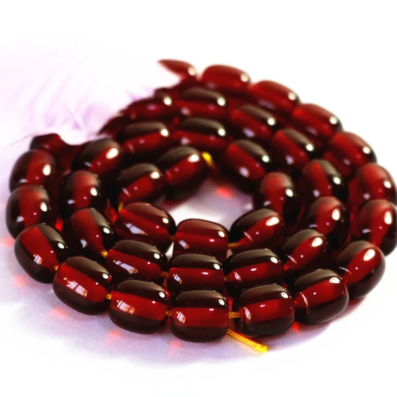 elegant dark red resin beeswax barrel rice shape 9*9mm 10*10mm 12*12mm loose beads charms jewelry making 15inch B59