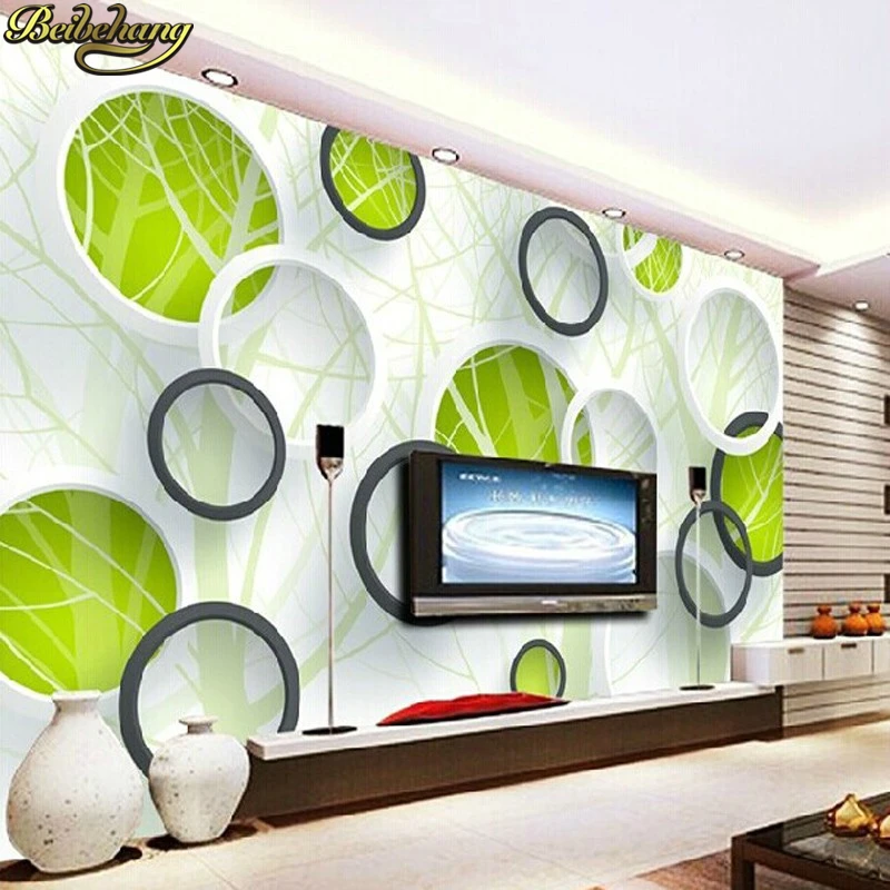 

beibehang any size Simple ring 3d European minimalist bedroom living room TV backdrop KTV3D stripes abstract mural wallpaper