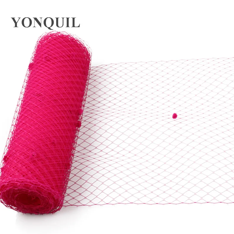 1Meter/Lot Hot Pink Birdcage Veils with Dot 45CM For Women Fascinator Veiling Headpiece Netting Hats Accessories Bridal Veils