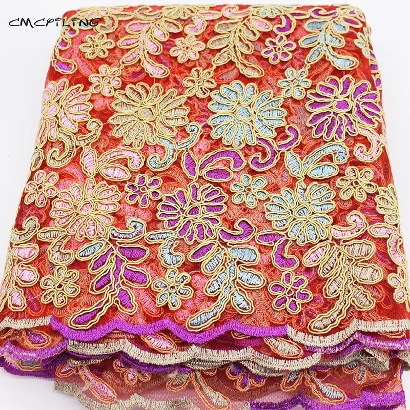 

Embroidered Gauze Fabric For Wedding Dress Embroidered Flower Fabrics Sewing African Lace Textile Pierced Lace Fabrics 50*120cm