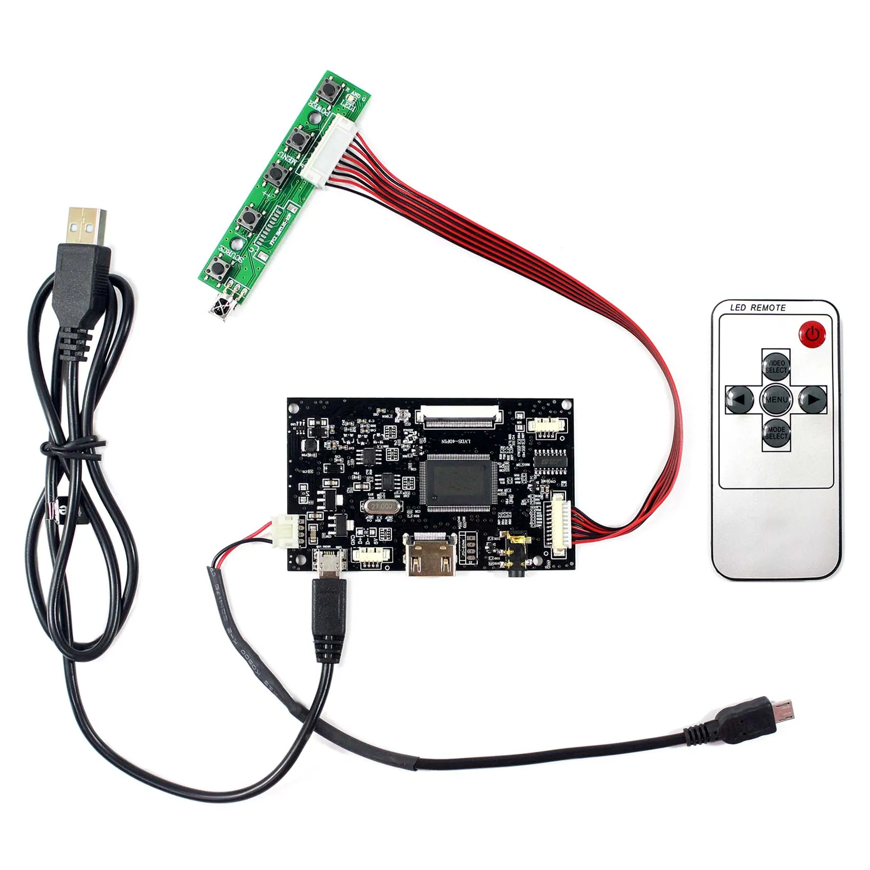 لوحة تحكم عالية الدقة مع شاشة LCD مقاس 7 بوصات ، 1024 × 600 ، 40 سنًا ، AT070TNA2 ، متوافق مع Raspberry Pi