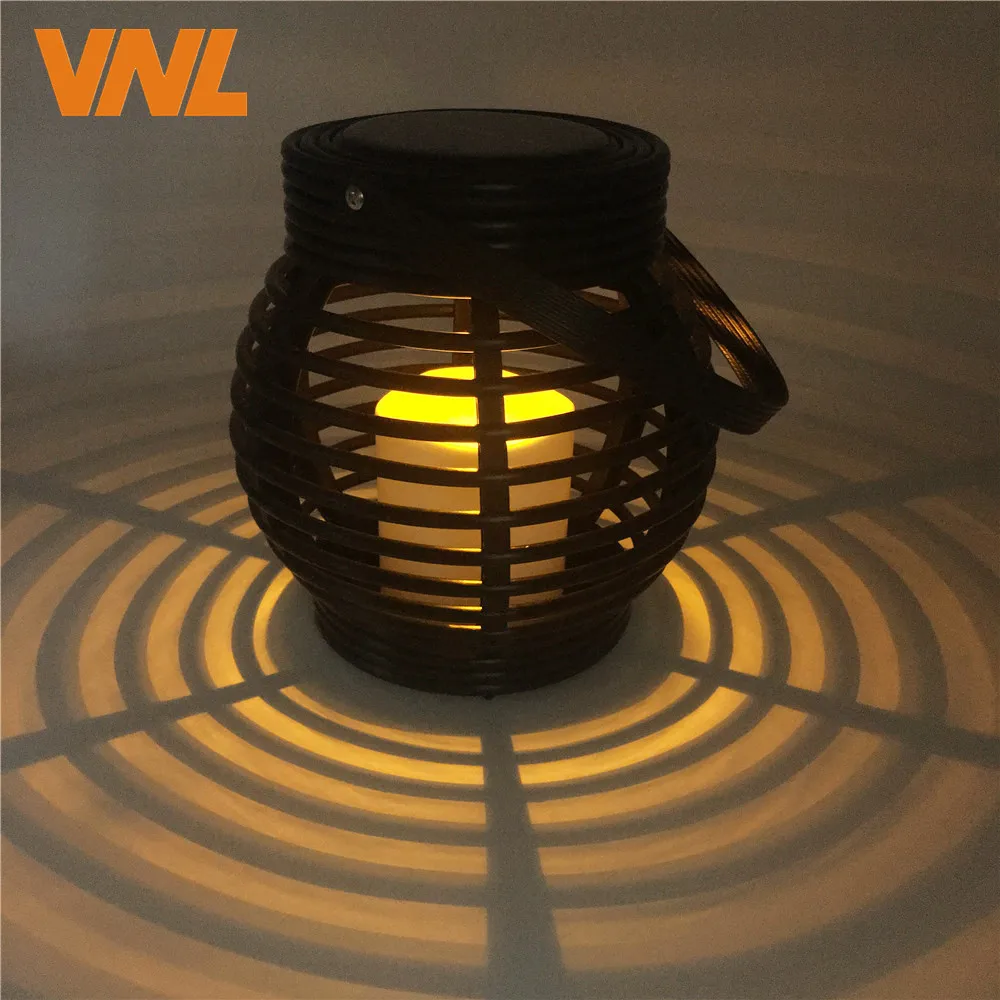 IP65 Garden Outdoor Hanging Solar Lights Decorative Rattan Style Lantern With LED Flameless Candles Lamp,Rustic Solar Lanterns