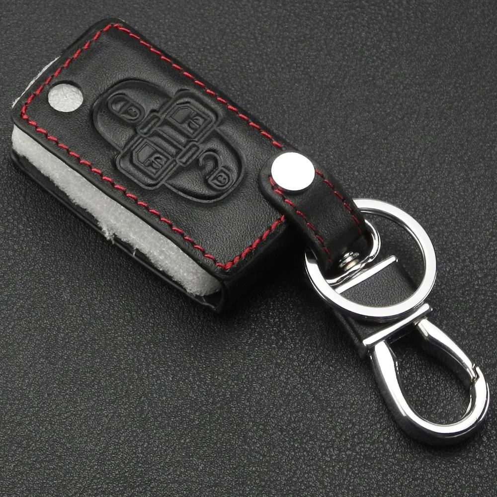 jingyuqin Remote Fob Cover Case Leather Car Key 4 Buttons For Peugeot 1007 807 Cocolockey For Citroen C8 Holder