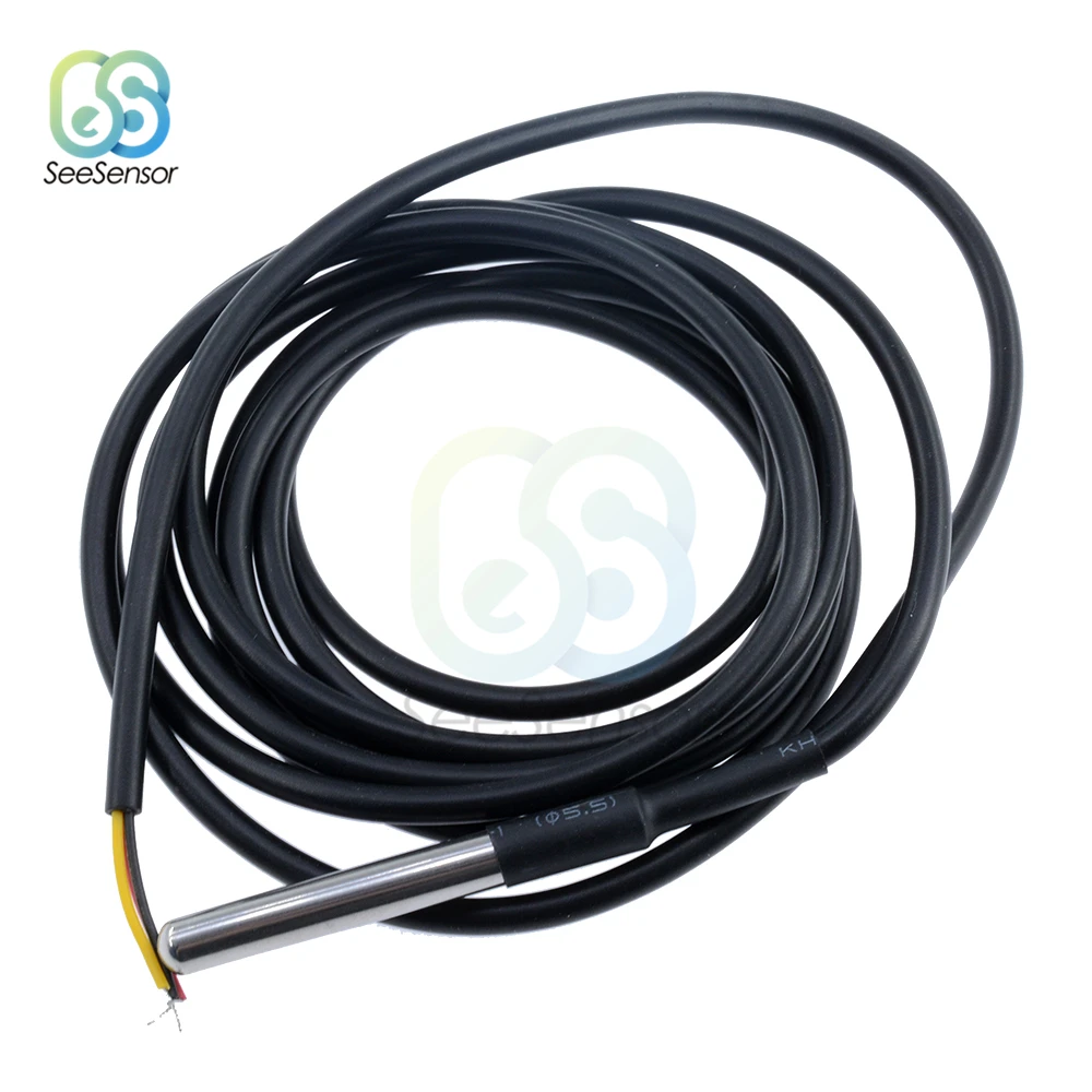 1M/2M/2.5M/3M Waterproof DS18B20 Digital Temperature Sensor Thermometer Waterproof Sensor Probe Stainless Steel