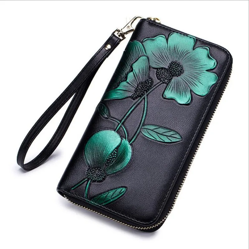 

100% imported cowhide leather ladies long wallet female clutch bag wallet brand design handbag phone card holder wallet