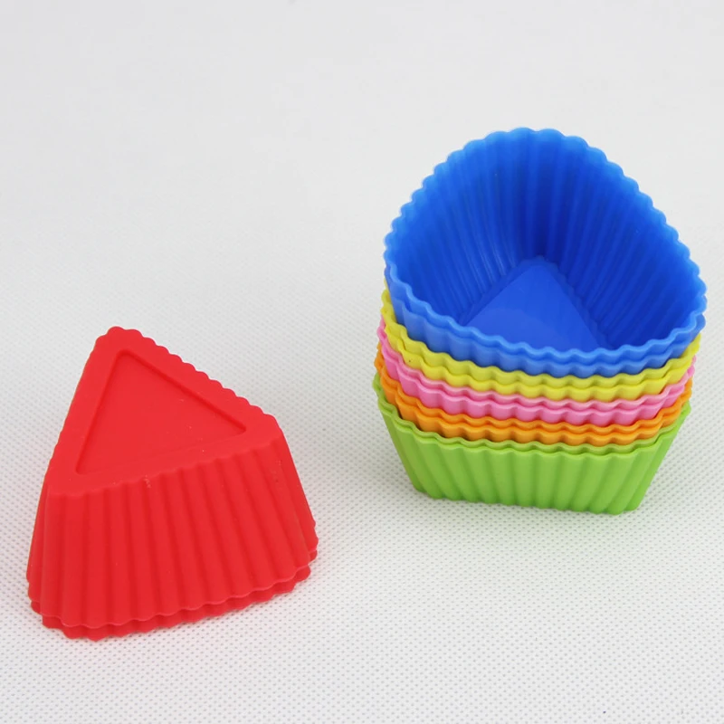 10pcs High Temperature 6cm Silicone Muffin Cup Polychromatic Triangular Silicone Cake Mold Bubble Fu Mode