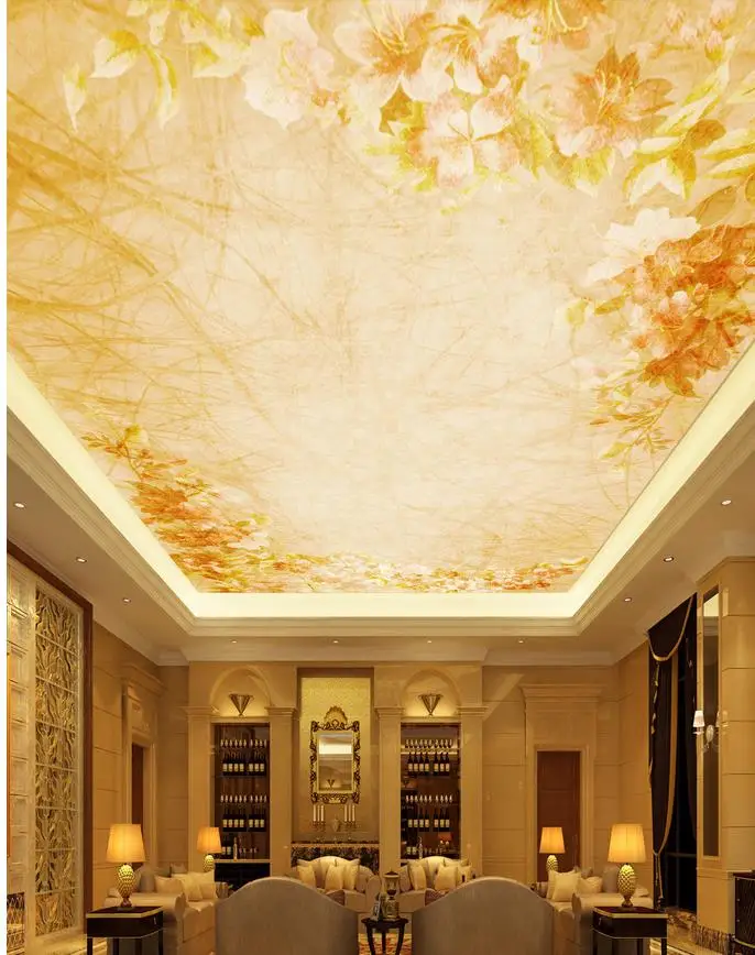 

3d wallpaper modern for living room murals Golden flower ceiling Custom photo wallpaper Zenith ceiling