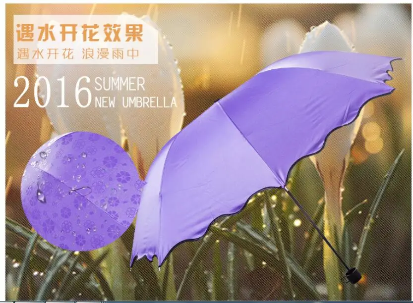 

1 piece Thicken Black Coating Creative Water Flowering Sunscreen Anti-UV Parasol Colorful Nice Sunshade Umbrella