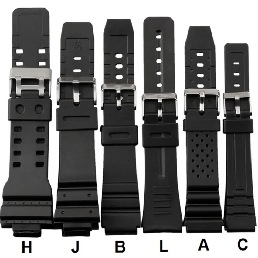 Silicone Rubber Watchband 16mm 18mm 20mm 22mm Band For Casio Watch strap Replace Electronic Wristwatch Band Sports Watch Straps