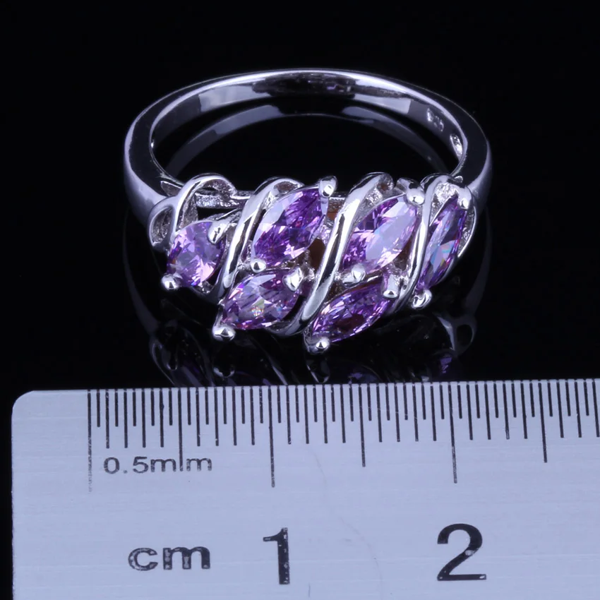 Good-Looking Purple Cubic Zirconia Silver Plated Ring V0124