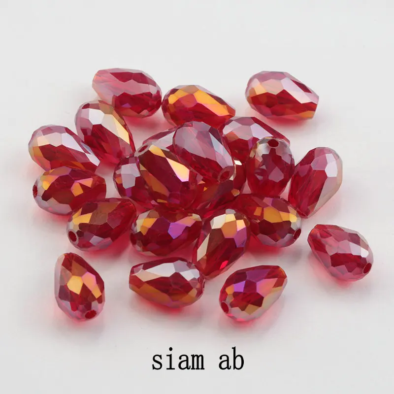 Beste Verkauf Kristall Tropfen Form Perlen Glas Perlen 6X8MM, 8X10MM Lose Spacer Runde Perlen für Schmuck Machen DIY 24 Farben