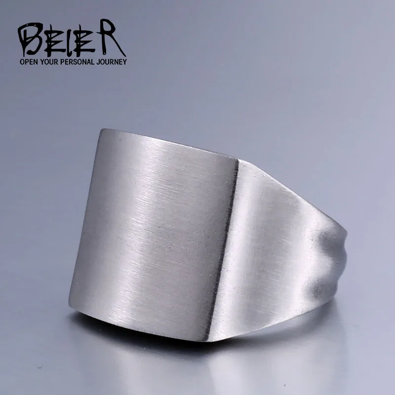 BEIER High Dull Polished Ring Signet Solid Fashion Man\'s 316L Stainless Steel Biker Plated Unique Jewelry For Men BR8-638