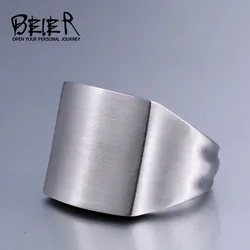 BEIER High Dull Polished Ring Signet Solid Fashion Man's 316L Stainless Steel Biker Plated Unique Jewelry For Men BR8-638