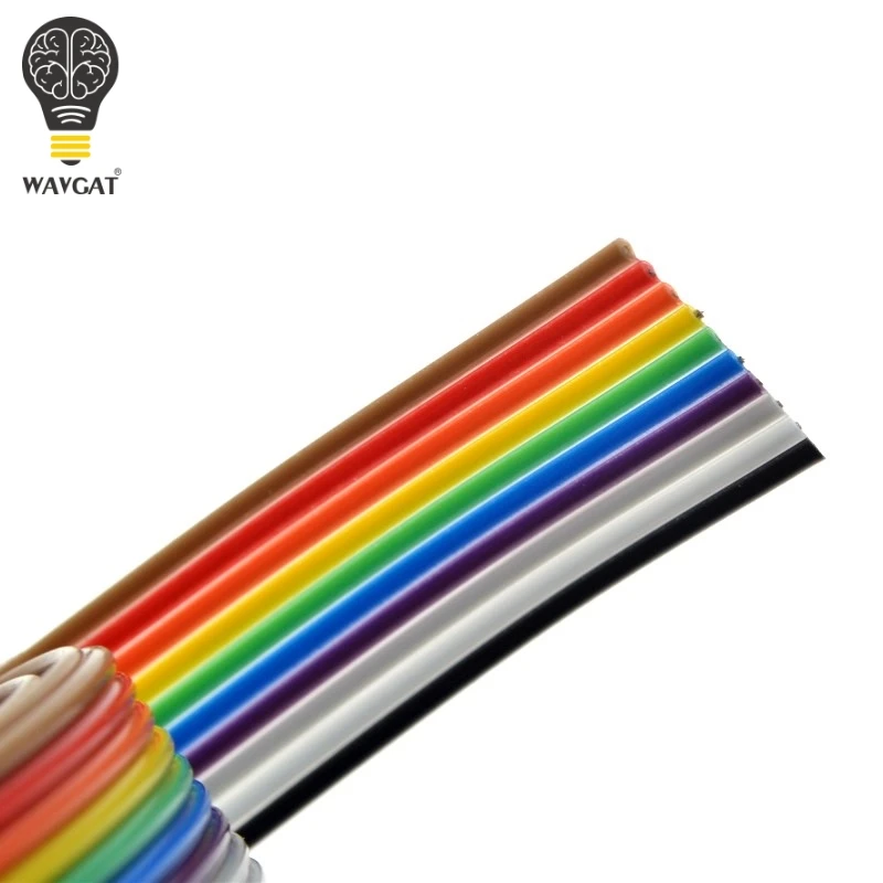 1 meter 1.27mm Spacing Pitch10 WAY 10P Flat Color Rainbow Ribbon Cable Wiring Wire For PCB DIY 10 Way Pin