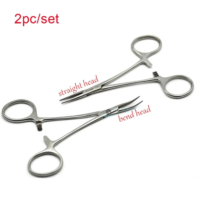 2pcs straight/bend head Medical Ophthalmic Microsurgical Instrument stainless steel Double eyelids Hemostatic clamp