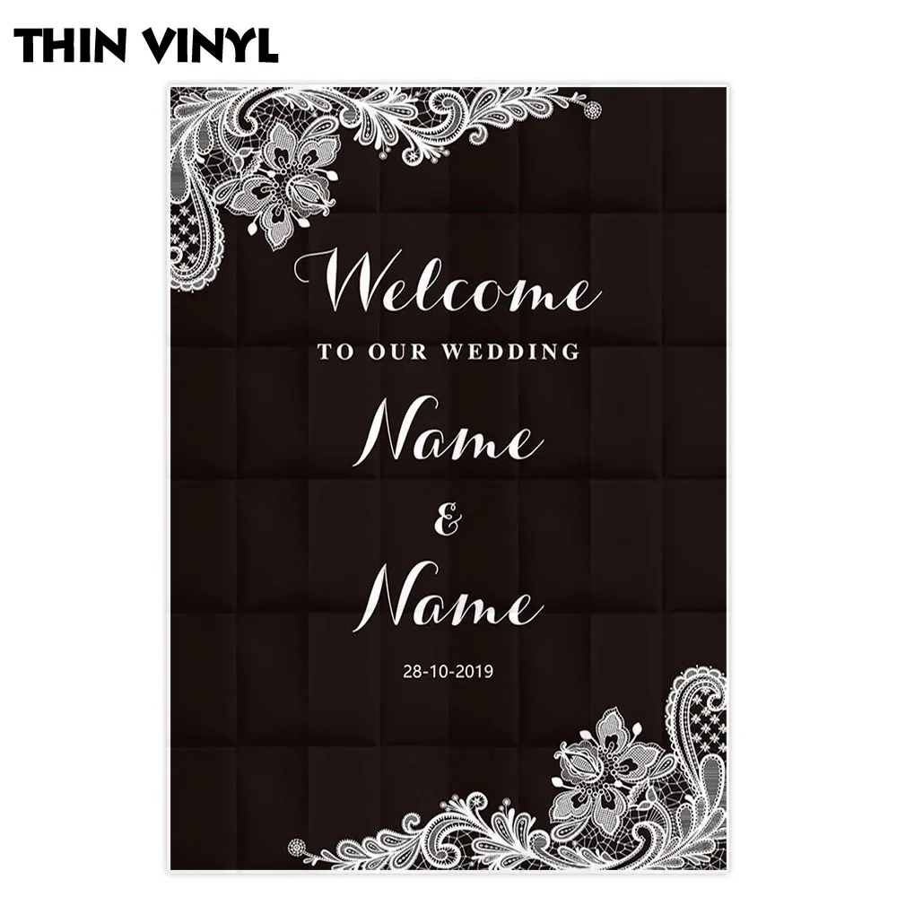 Allenjoy-pano de fundo fotochamada personalizado para fotos, pano de fundo com rendas e flores, cerimônia de casamento elegante