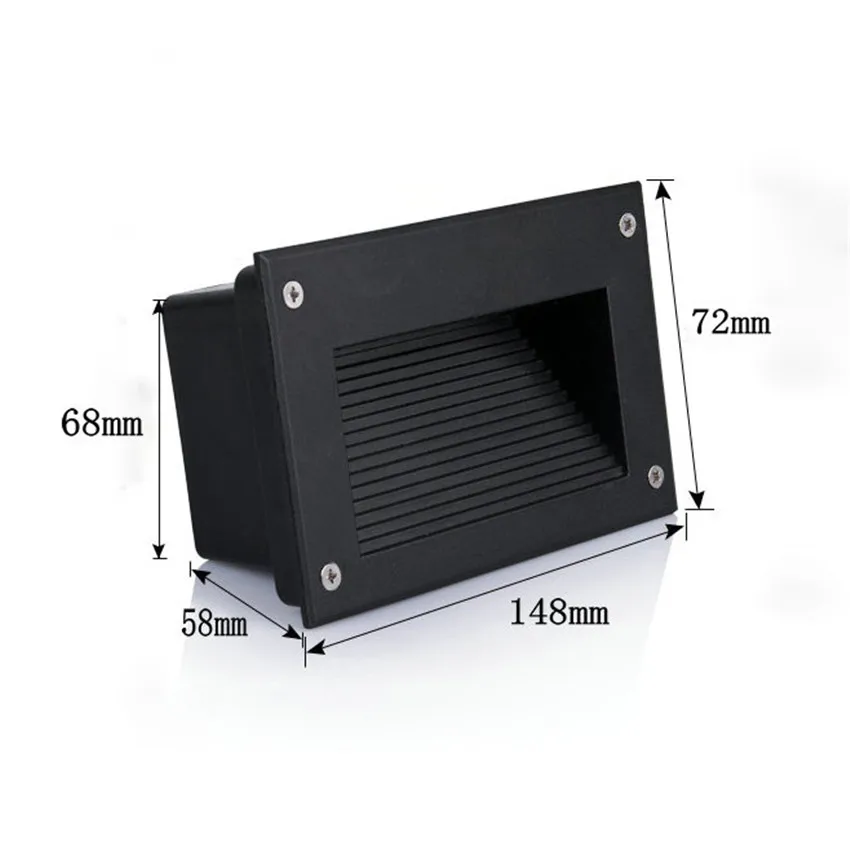 Aluminum Embedded Staircase Corner Lamp, Recessed Wall Lamp, Outdoor LED Footlights, Waterproof