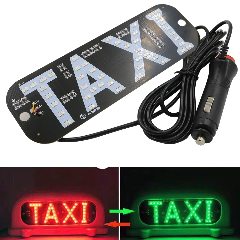 

YSY 10x Taxi LED Light dual colors Car Windscreen Cab indicator Sign Red+Green LED Windshield Taxi Lamp 12V with Cigarette light