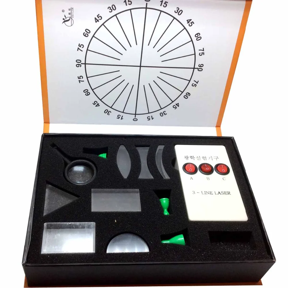 Physical Science Optical Experiments KIT Triangular Prism Convex Lens Concave Mirror Fisica Student's Optics Physics Experiment