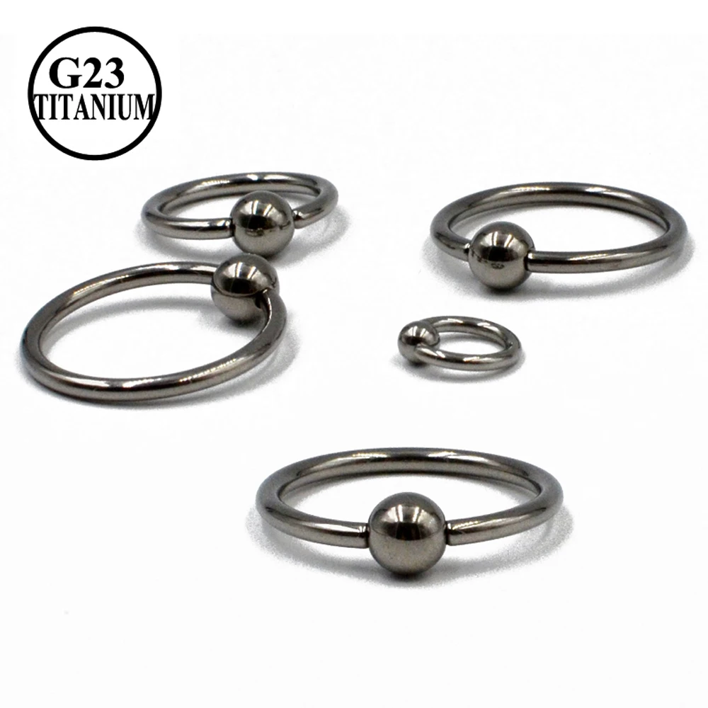 1Pcs Grade G23 Titanium Captive Bead Ring Nose Rings Hoop Helix Daith Cartilage Tragus Earrings Nipple Eyebrow Body Piercing