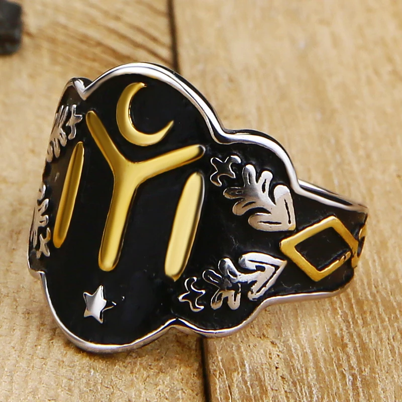 Silver Kayi Obasi Flag Ottoman Empire Stainless Steel Mens Ring Ottomans Seal Kayi Ertugrul Men Ring Jewelry Anillo Hombr