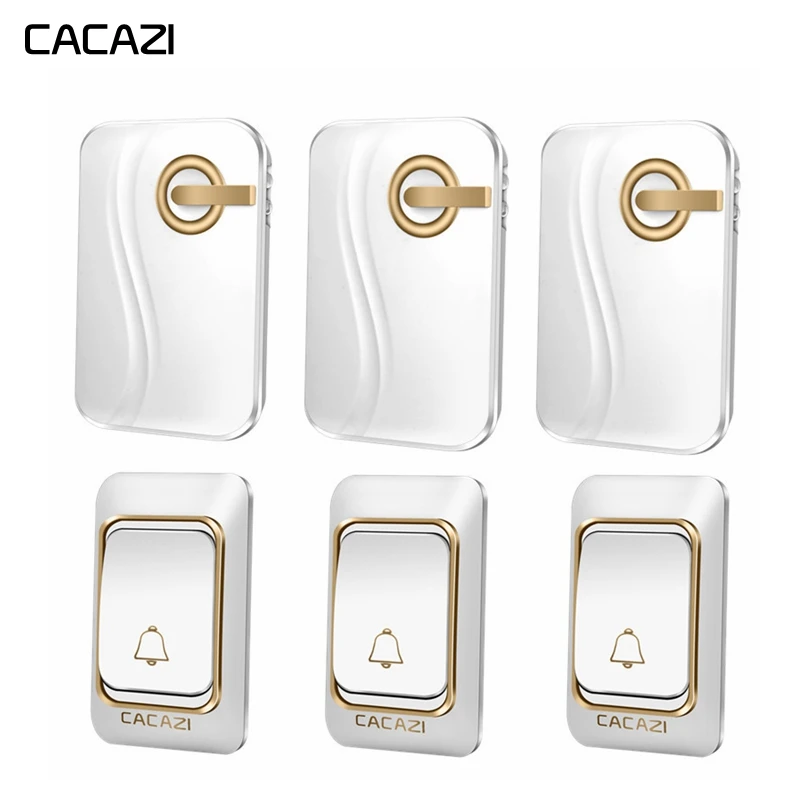 CACAZI Wireless Doorbell DC battery-operated 3 Waterproof Button 3 Receiver 200M Ramote Smart Home Cordless Door bell 36 Chimes