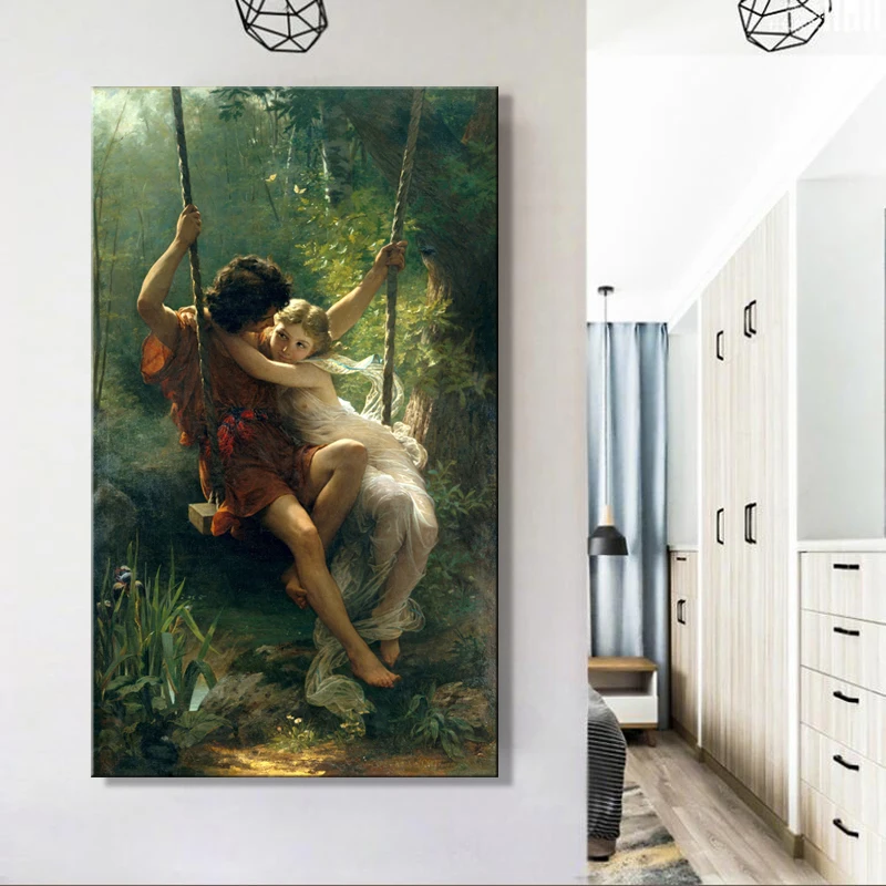 French Impressionist Couple Animal Poster Canvas Print Wall Art Living Room Decorative Fine Art