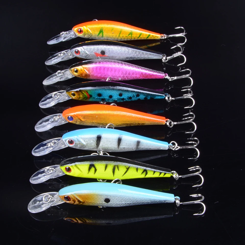 72pcs Mixed Fishing Lures Minnow Crankbaits Bass Baits high carbon steel treble hook Wobblers Set Lifelike Fake Fishing bait