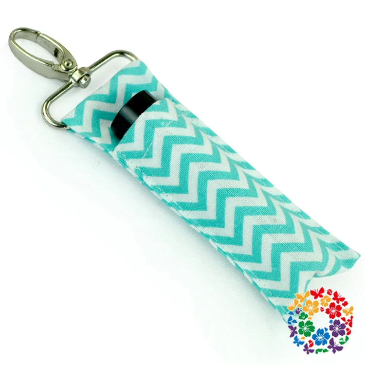 Hot sell 100pcs Chevron Lipstick Chapstick Holder Keychain Lip Bag Colors Monogram Multi Chevron Key FOB Lip Palm Holder