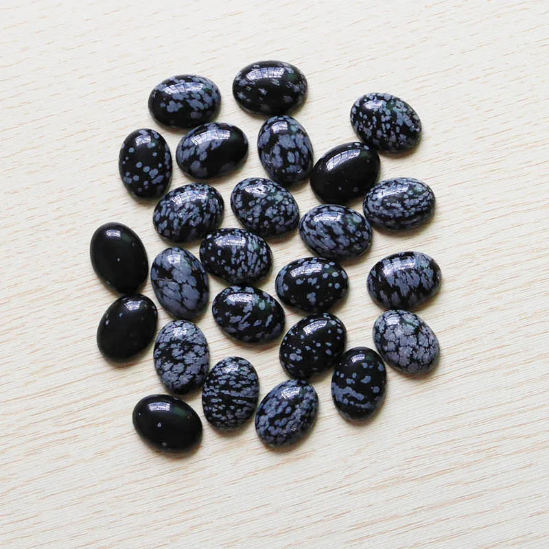 

30Pcs 15x20mm Natural Black Snowflake Obsidian Oval Cabochon Loose Bead Wholesale DIY Jewelry Making Craft Supplies For Necklace