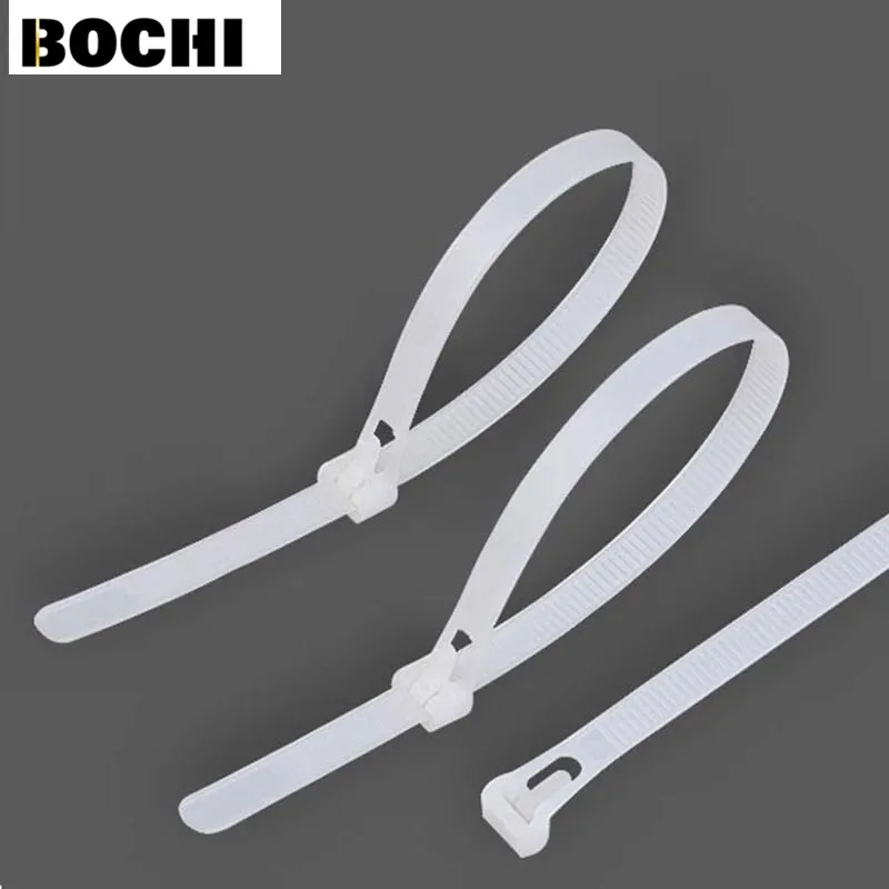 

100pcs White 8*150-450mm xintylink releasable Nylon Cable ties Network Plastic Cable Wire Organiser reusable Zip Tie Cord Strap