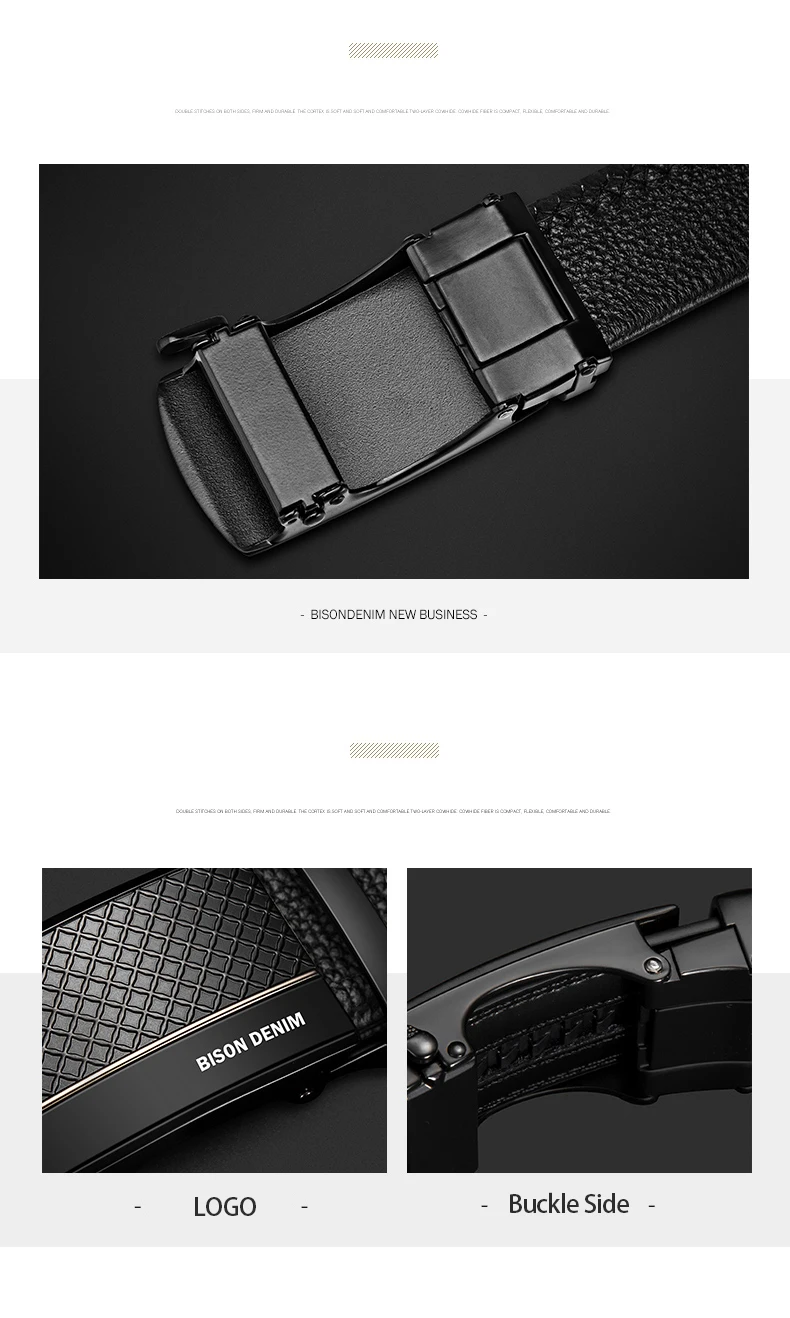 BISON DENIM Echtes Leder Automatische Männer Gürtel Luxus Strap Gürtel für Männer Designer Gürtel Männer Hohe Qualität Mode Gürtel N71416 – Detail 3