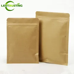 Bolsa de embalaje de papel Kraft plano con cierre de cremallera, 100 piezas, cápsula, granos de nueces, especias, maíz, polvo, Chocolate, café molido, bolsas de regalo