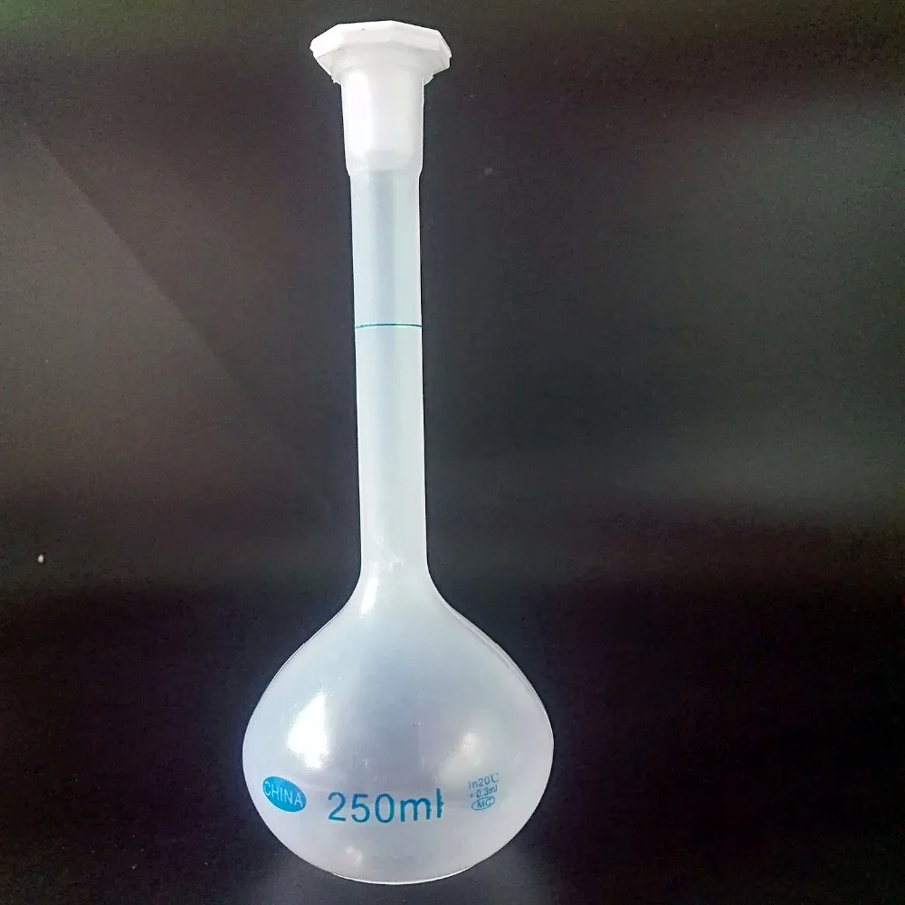 

3 piece 250ml Long Neck Clear White Plastic Volumetric Measuring Flask