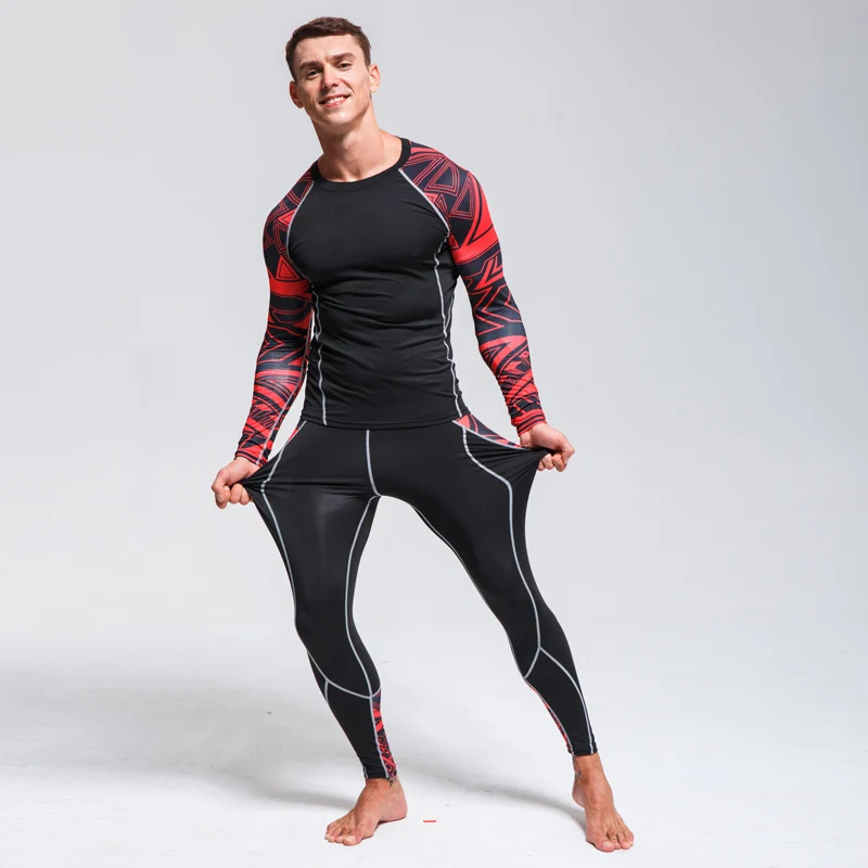 Men\'s Thermal Pants >Thermal Underwear Suits>Running Athletic pants >Men\'s Leggings Shirts Fitness training pants Men Rashguard