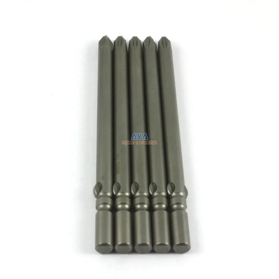 5 Pieces Phillips Screwdriver Bit S2 Steel 6mm Shank 100mm Long 6mm PH2 Tip Screwdriver Bits