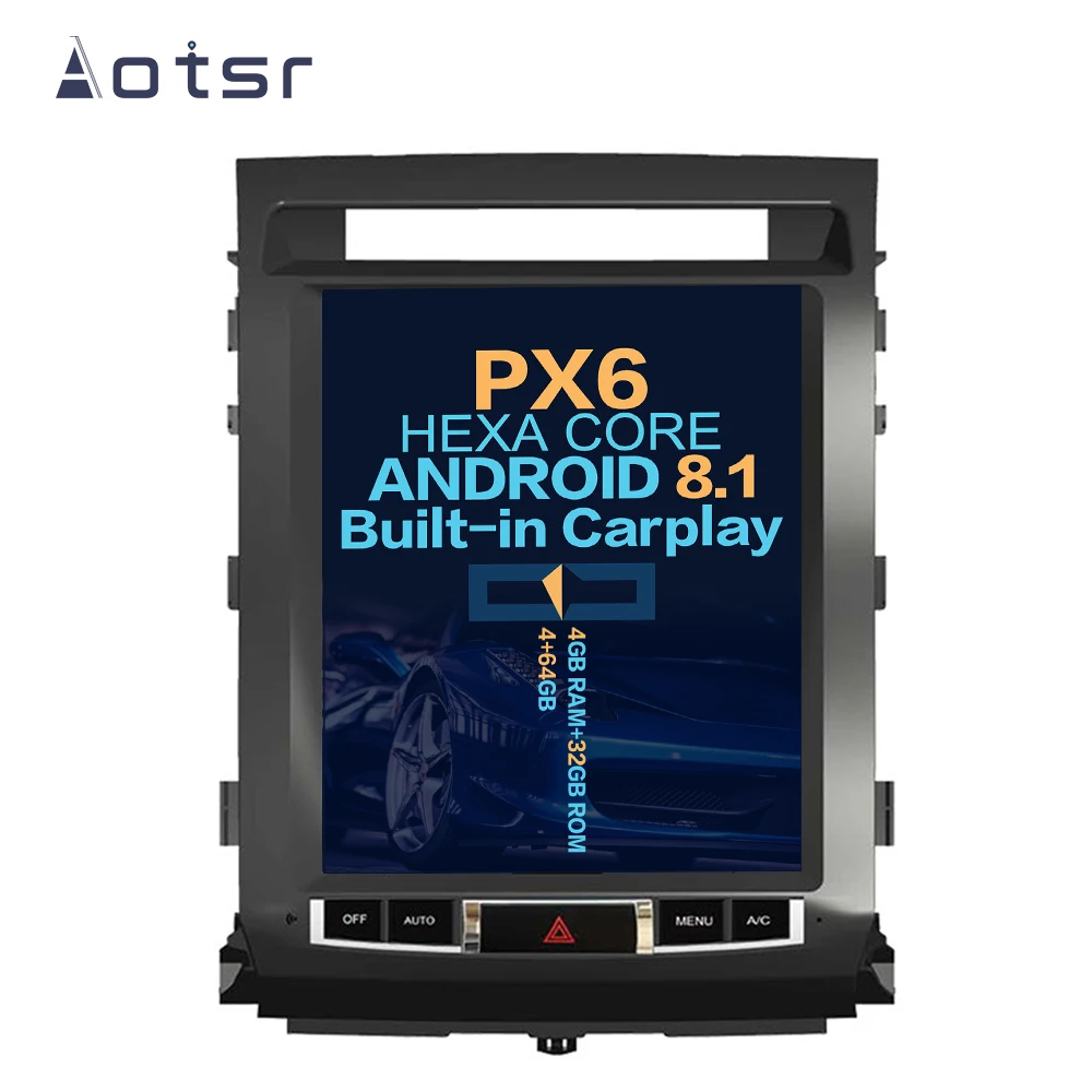 

Aotsr Tesla 12.1" Vertical screen Android 8.1 Car DVD Multimedia player GPS Navigation For TOYOTA LAND CRUISER LC200 2008-2015