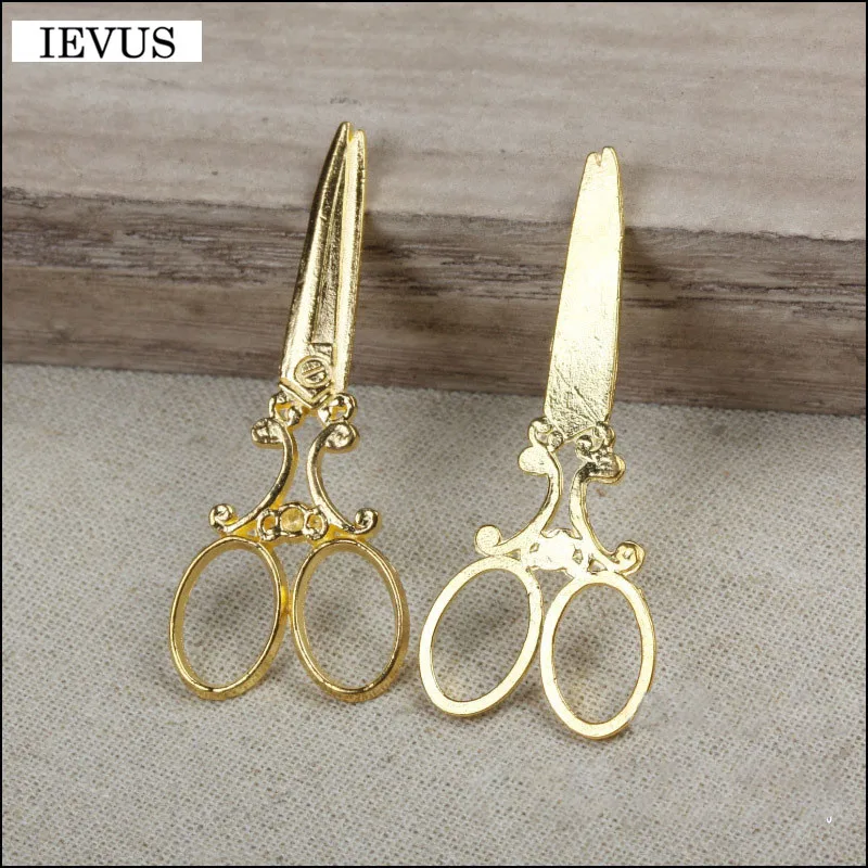 Fabrik preis 4 Teile/los 60mm * 25mm glänzend gold farbe werkzeug charme metall schere charme diy