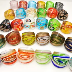 30 PCS Colored Glaze Rings Set with Mura Hot Foil Mixed Colors 17-19mm per Ring for DIY Crafts And Jewelry Making