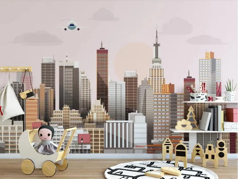 3D City Construction Wallpaper Mural for Kids Room papers  Art  Decals Contact Paper Roll 3d  s Custom