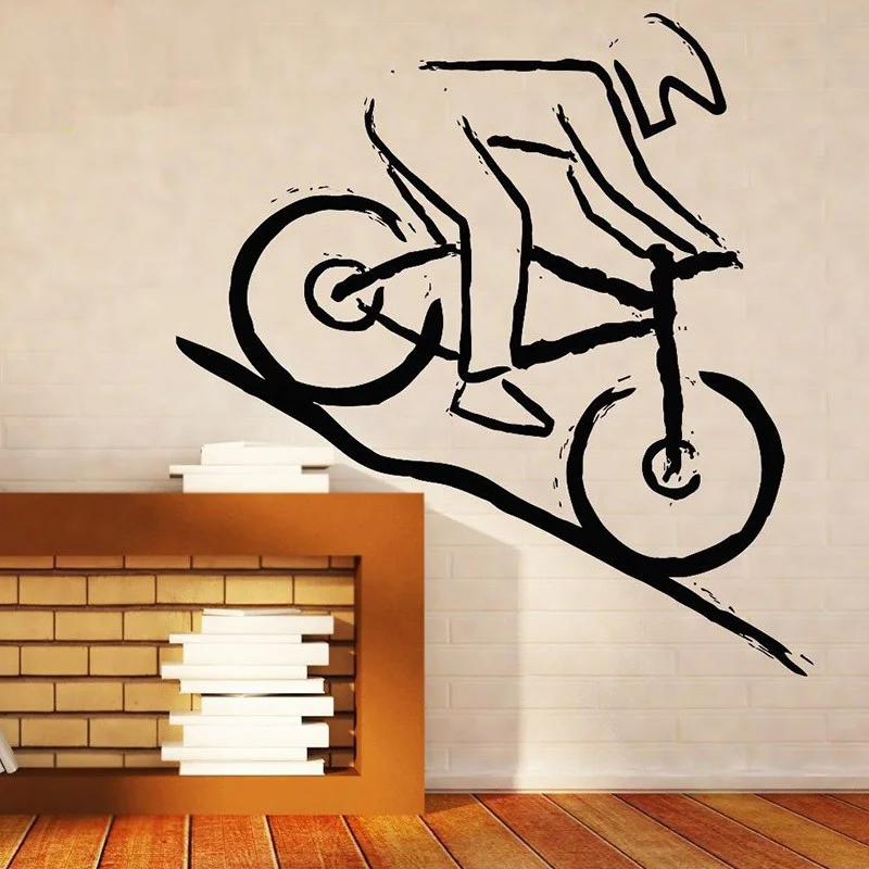 Wall Stickers Home Decor Wall Vinyl Sticker Decal Mountain Bike Racer Rugged Terrain Competition DIY Vinyl Wall Decals 57x65cm